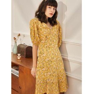 Yellow Pleated Dress Size S/XS